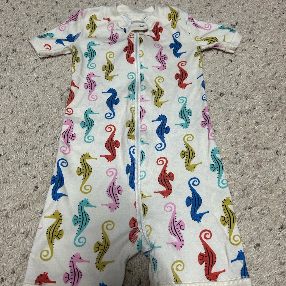 Hanna Andersson Cream Romper with Seahorse Print